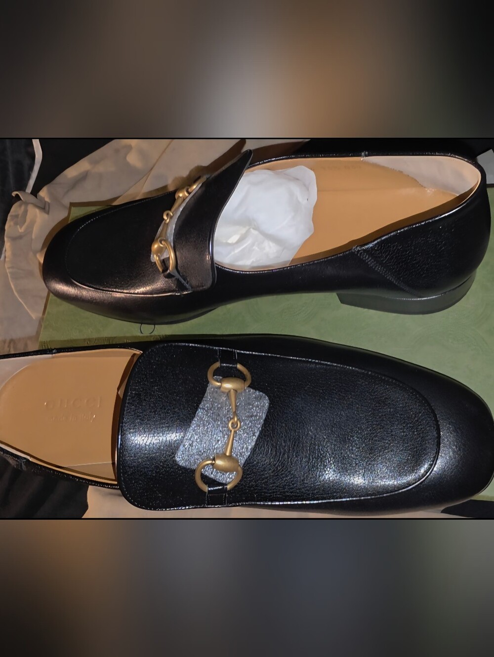 Authentic Gucci Men’s Black Leather Horsebit Loafers